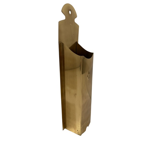 Other - Vintage Brass Fireplace Matches Holder Flame Emblem Free Standing or Wall Mount